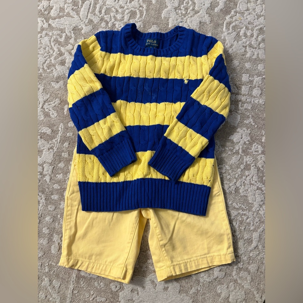 Polo by Ralph Lauren Kids Striped Sweater in Blue and Yellow
